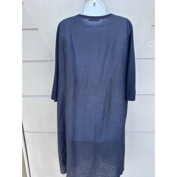 Whyci Milano Women Lagenlook Black Linen Cocoon Style Dress Sz 42 IT/6 US Chic - Picture 7 of 13